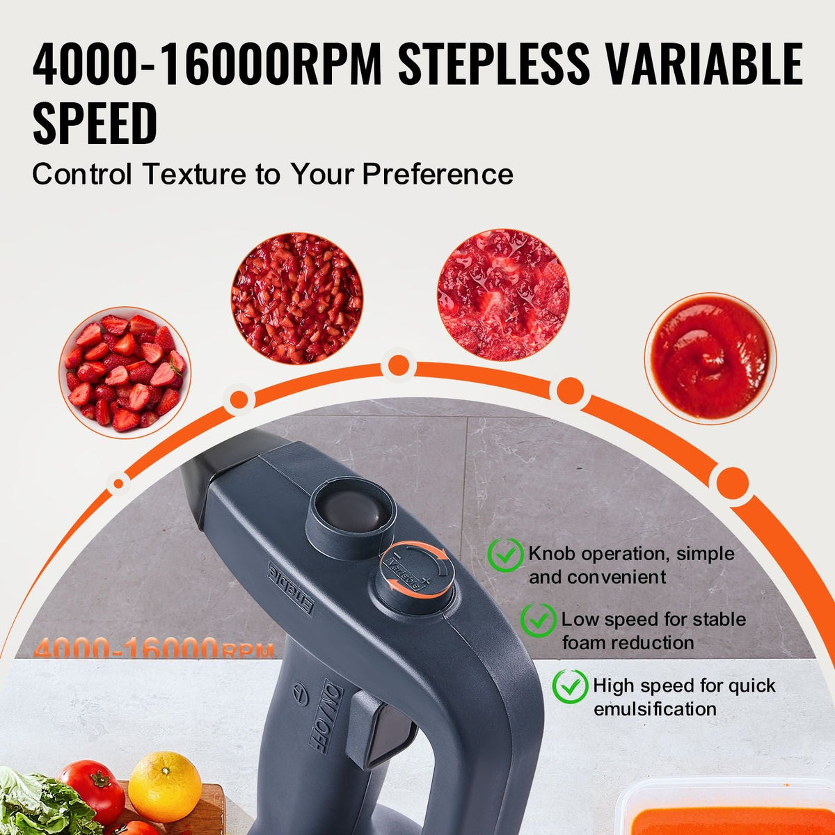 Commercial Immersion Blender, 350W Heavy Duty Hand Mixer, 20 inch Stepless Variable Speed Mixer with Stainless Steel Blade, Multi-Purpose Portable Mixer for Soup, Sauces, Mashed Potatoes, Cream