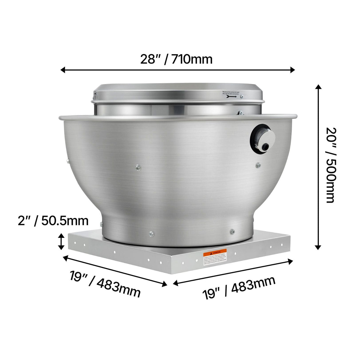 Commercial Kitchen Exhaust Fan, 1136 CFM Restaurant Canopy Hood Exhaust Fan, 0.33HP 250W Direct Drive Food Truck Hood Vent, High Speed & Low Noise, for Warehouse, Agriculture