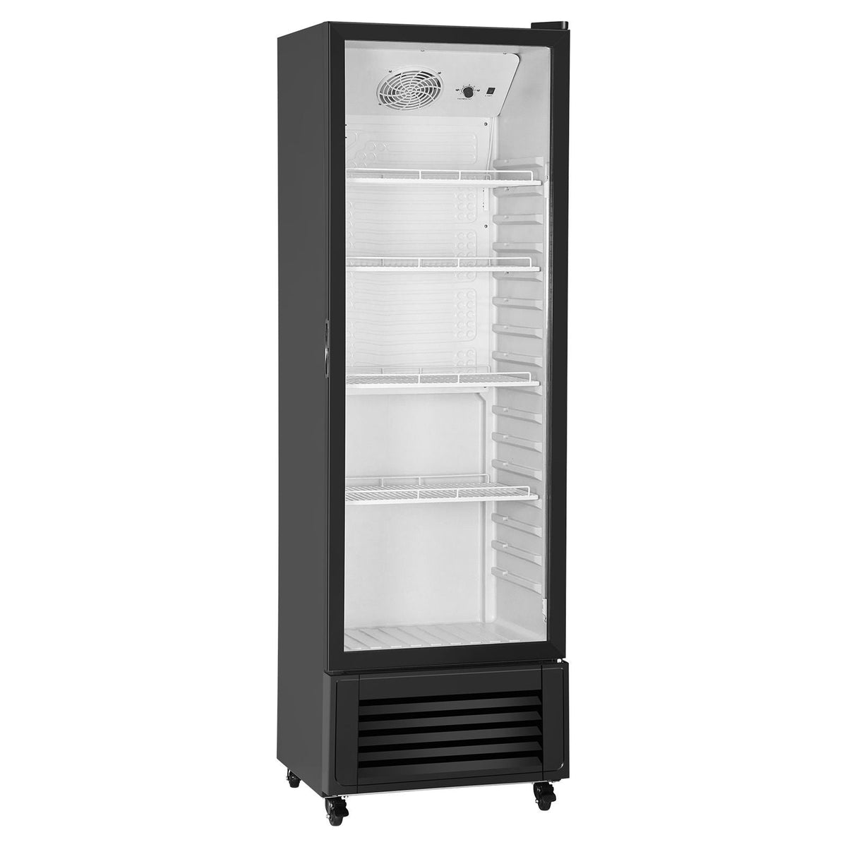 Commercial Merchandiser Refrigerator, 11.47 CU.FT Glass Door Display Refrigerator, Upright Beverage Refrigerator Cooler Merchandiser with 4 Adjustable Shelves, Casters, Soft LED Light, Black