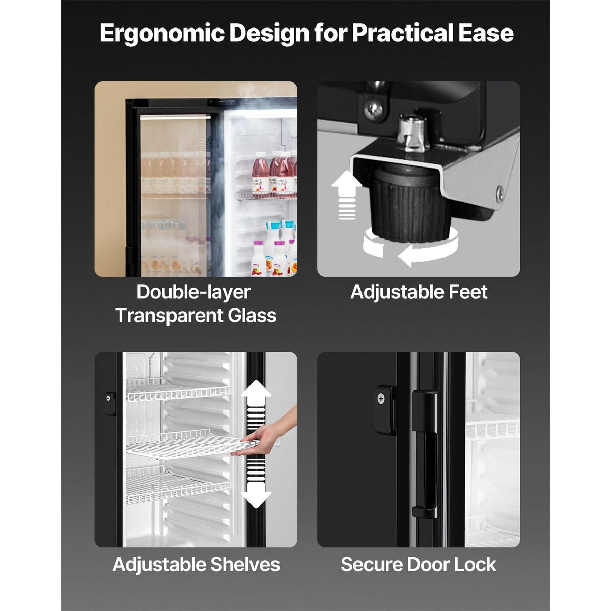 Commercial Merchandiser Refrigerator, 5.7 CU.FT Glass Door Display Refrigerator Upright Fridge, Beverage Refrigerator Cooler Merchandiser with 3 Adjustable Shelves and Soft LED Light, Black