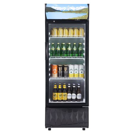 Commercial Merchandiser Refrigerator, 6.8 Cu.Ft / 195L Beverage Refrigerator Cooler Merchandiser, Glass Door Display Refrigerator Upright Fridge with 3 Adjustable Shelves, Customizable Lightbox