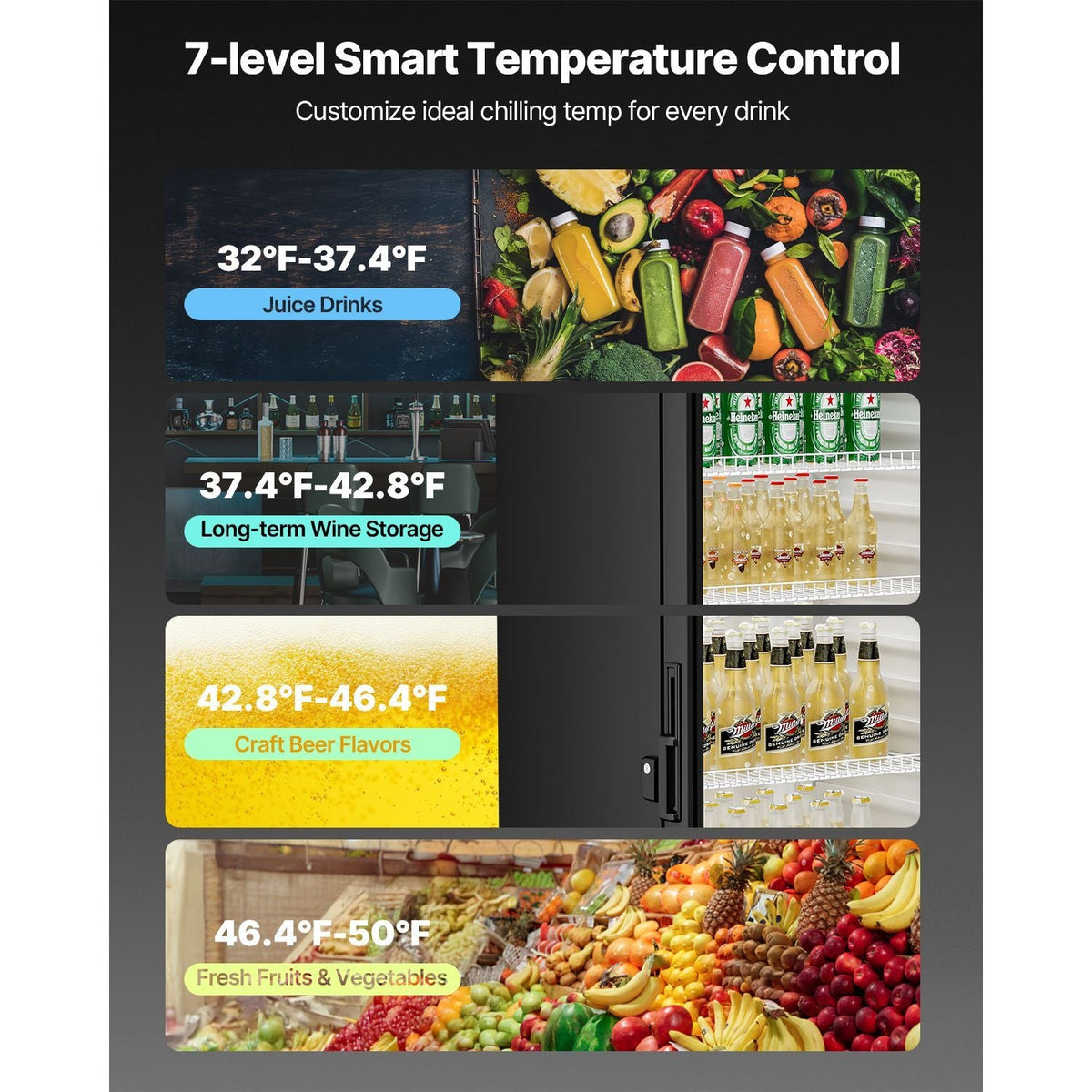 Commercial Merchandiser Refrigerator, 6.9 CU.FT Glass Door Display Refrigerator, Beverage Refrigerator Cooler Merchandiser with Adjustable Shelves, Soft LED Light, Customizable Lightbox, Black