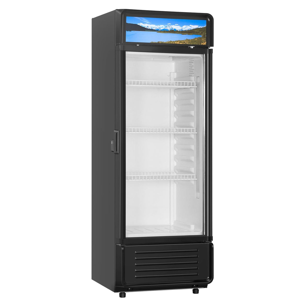 Commercial Merchandiser Refrigerator, 6.9 CU.FT Glass Door Display Refrigerator, Beverage Refrigerator Cooler Merchandiser with Adjustable Shelves, Soft LED Light, Customizable Lightbox, Black