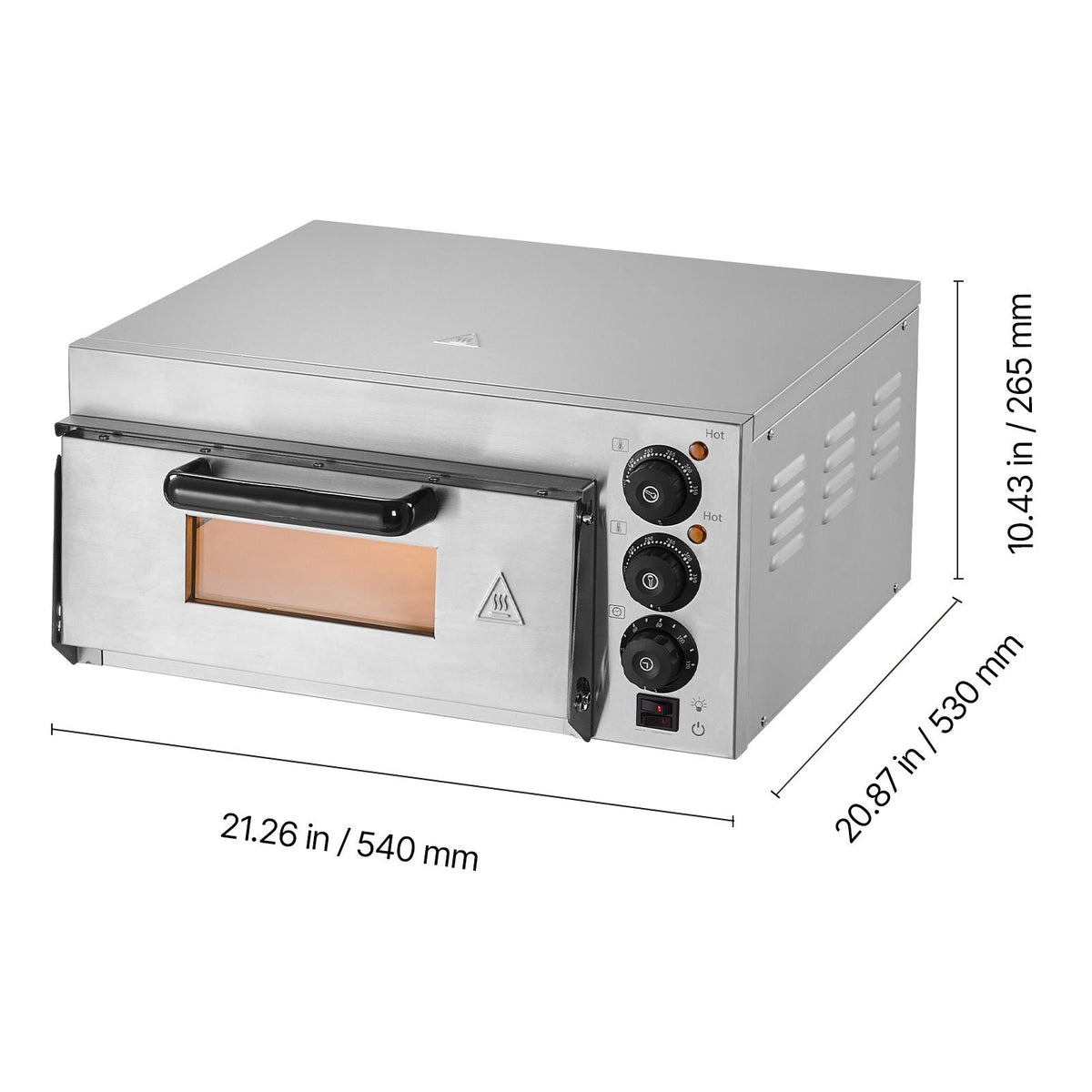 Commercial Pizza Oven Countertop, 14-Inch Single Deck Layer, Stainless Steel Electric Pizza Oven with Stone and Handle, Multipurpose Indoor Pizza Maker for Restaurant Home Pretzels Baked