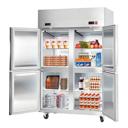 Commercial Refrigerator and Freezer Combo 48"W, 31 Cu.Ft Stainless Steel Upright Freezer/Refrigerator with 4 Doors, Auto-Defrost, 6 Adjustable Shelves, UL Certified