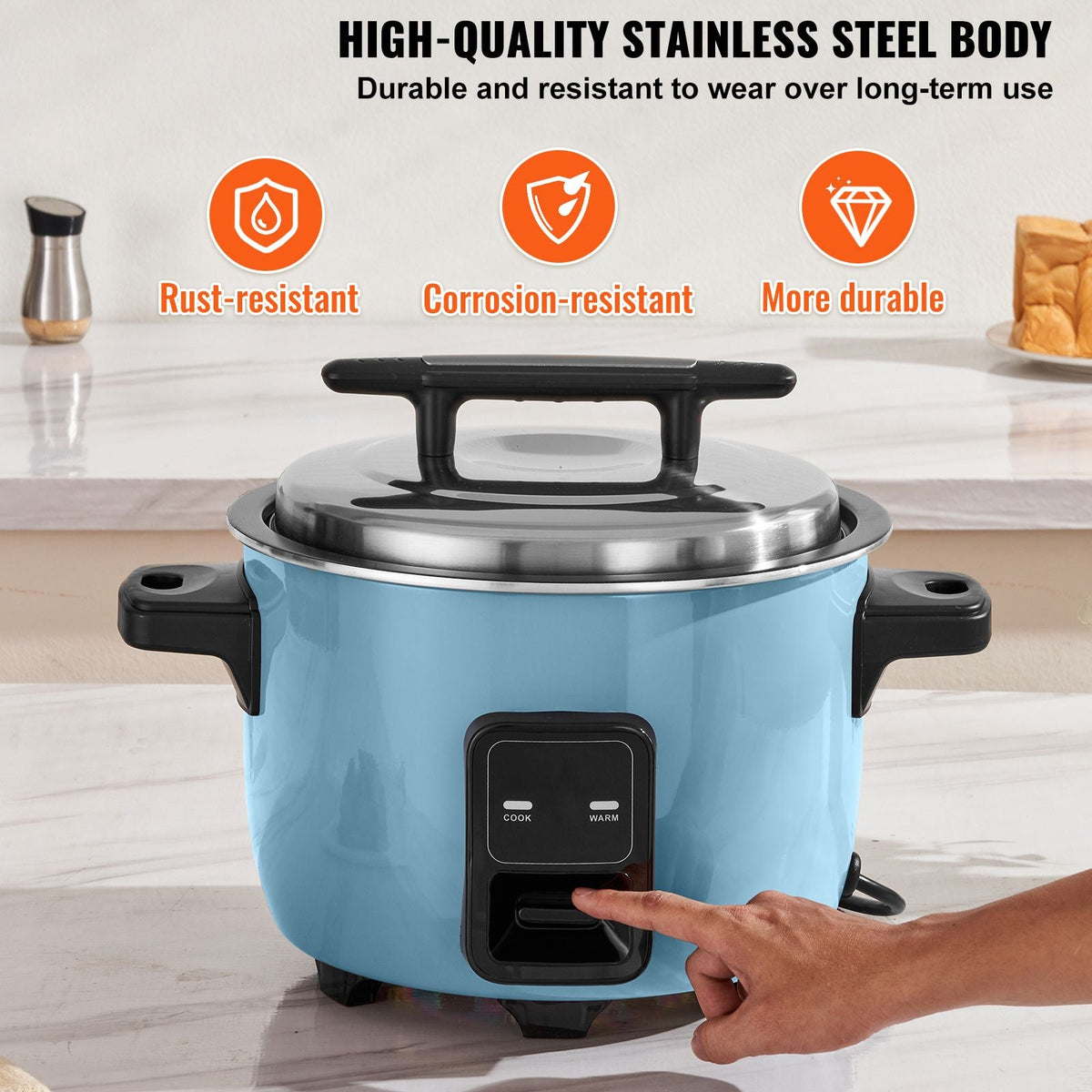 Commercial Rice Cooker, 50-Cup Rice Cooker, 10.57 Qt / 10 Liter Large Rice Cooker and Warmer with Nonstick Inner Pot, Fast Cooking and 24-Hour Keep Warm, with Rice Cup and Paddle, for Restaurant