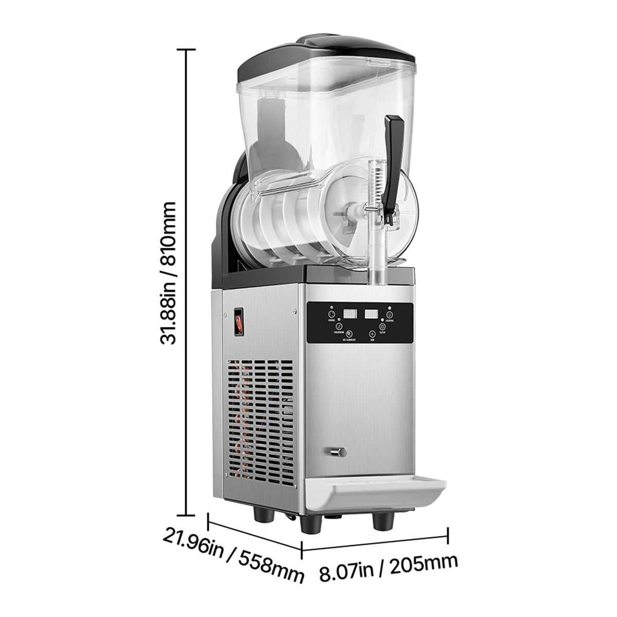 Commercial Slushy Machine, 12L Single Tank Frozen Drink Machine, 48 Cups Stainless Steel Margarita Smoothie Frozen Drink Maker, Slushie Maker for Home Party Restaurants Cafe Bars