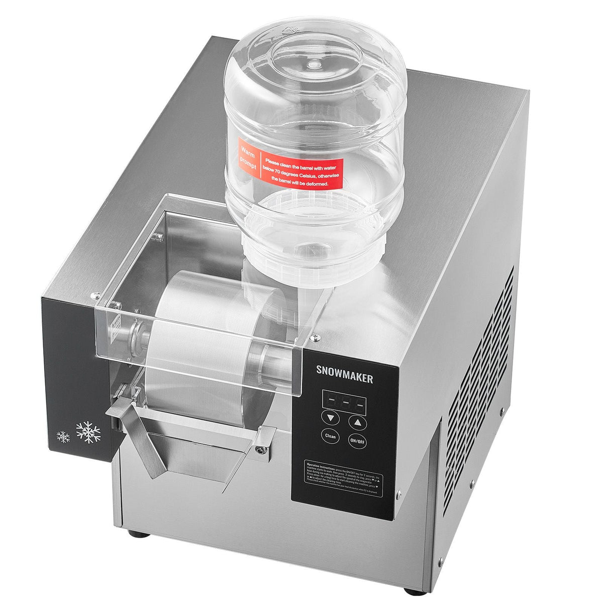 Commercial Snowflake Ice Machine, 176.4LBS/24H Snowflake Ice Maker, Stainless Steel Ice Shaver Machine, Electric Snow Cone Maker, Air Cooling System for Rapid Heat Dissipation, for Bakery, Cafe