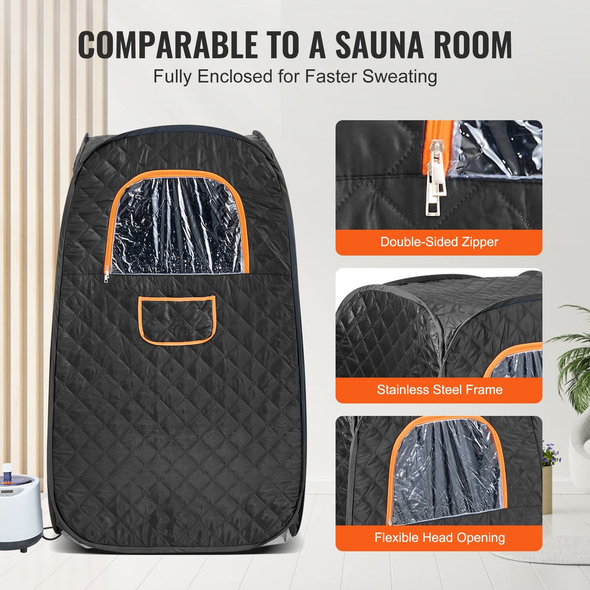 Compact Portable Steam Sauna Tent, 1200 Watt Sauna Blanket with Chair & Storage Bag, Home Therapeutic Sauna Tent for Detox Relaxation, Time & Temperature Remote Control Personal Sauna for Home