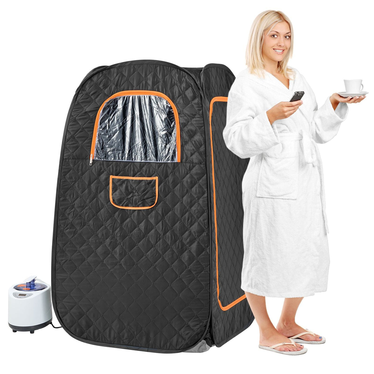 Compact Portable Steam Sauna Tent, 1200 Watt Sauna Blanket with Chair & Storage Bag, Home Therapeutic Sauna Tent for Detox Relaxation, Time & Temperature Remote Control Personal Sauna for Home