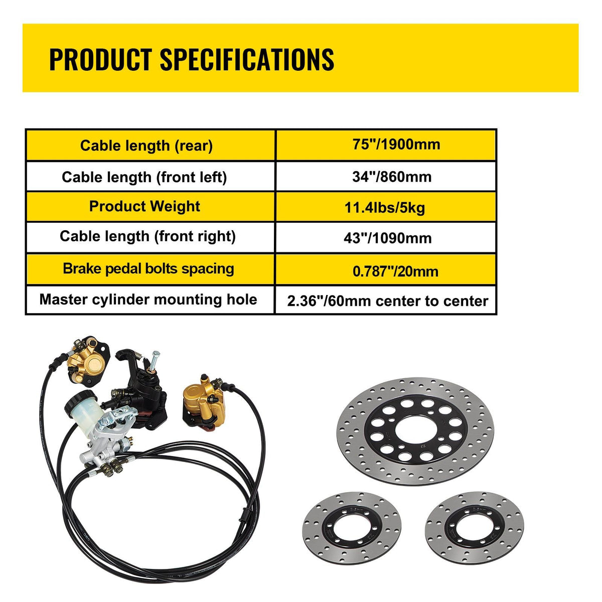 Complete Go-Kart Brake Master Cylinder Kit KD150BRKIT Go Kart