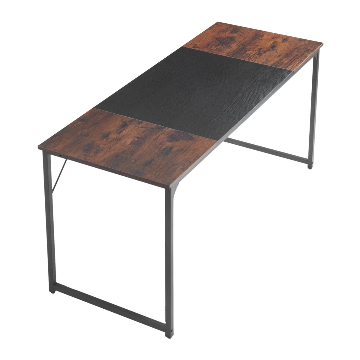 Computer Desk, 63 Inch Office Gaming Desk for Home Office, Writing Study Work Modern Simple Table with Metal Frame for Large Legroom, Rustic Brown and Black