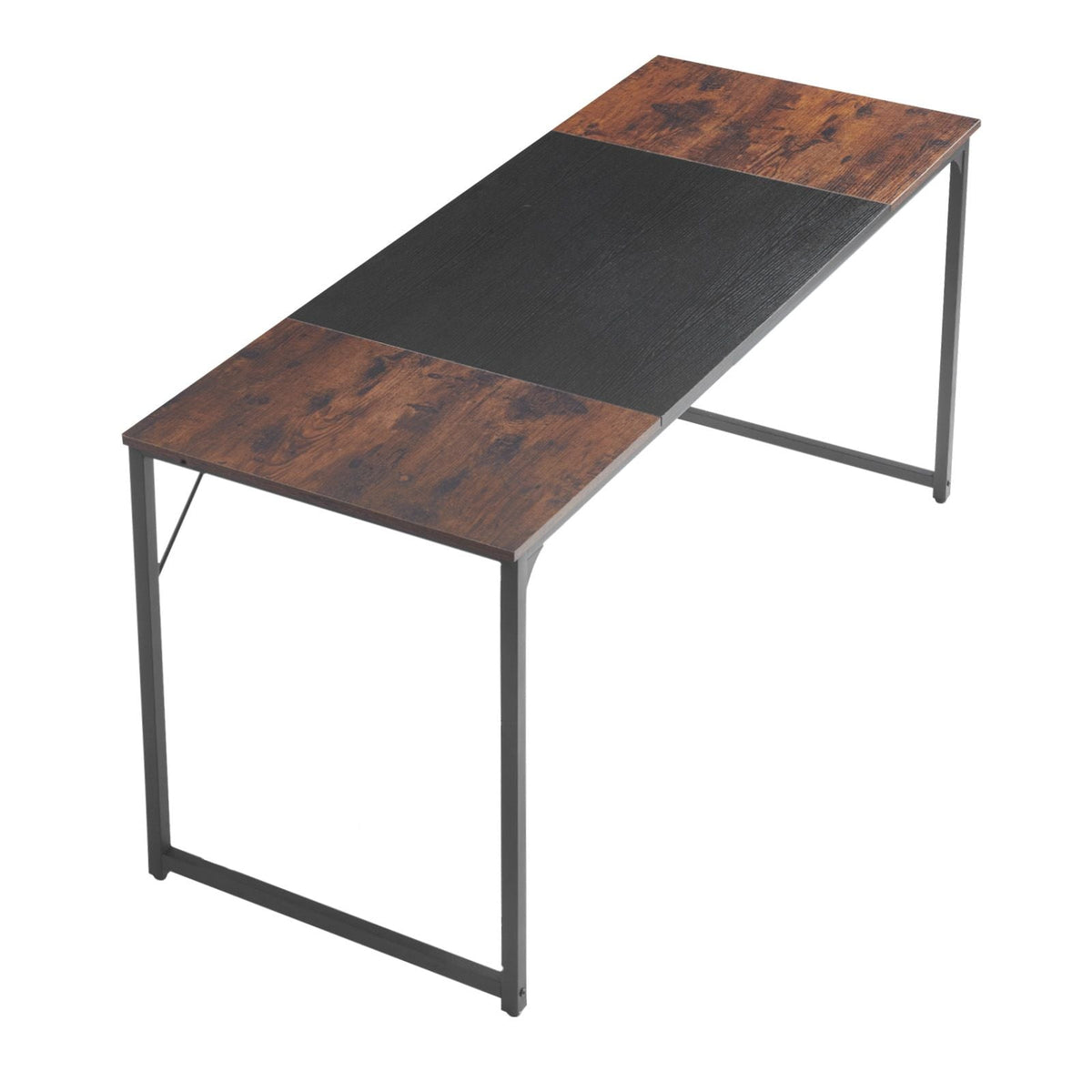 Computer Desk, 63 Inch Office Gaming Desk for Home Office, Writing Study Work Modern Simple Table with Metal Frame for Large Legroom, Rustic Brown and Black