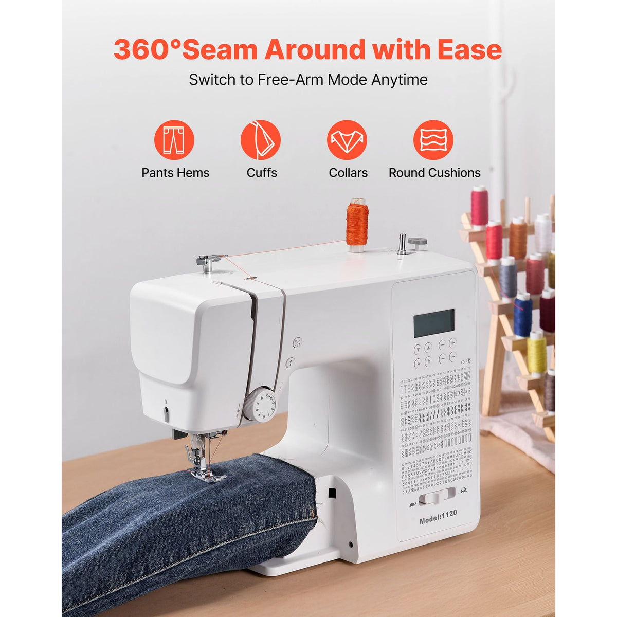 Computerized Sewing Machine, 200 Stitch Applications, with LCD Screen, Foot Pedal and LED Light, Heavy-Duty Metal Frame, Digital Sewing Machine with Powerful Motor for Crafts and Mending