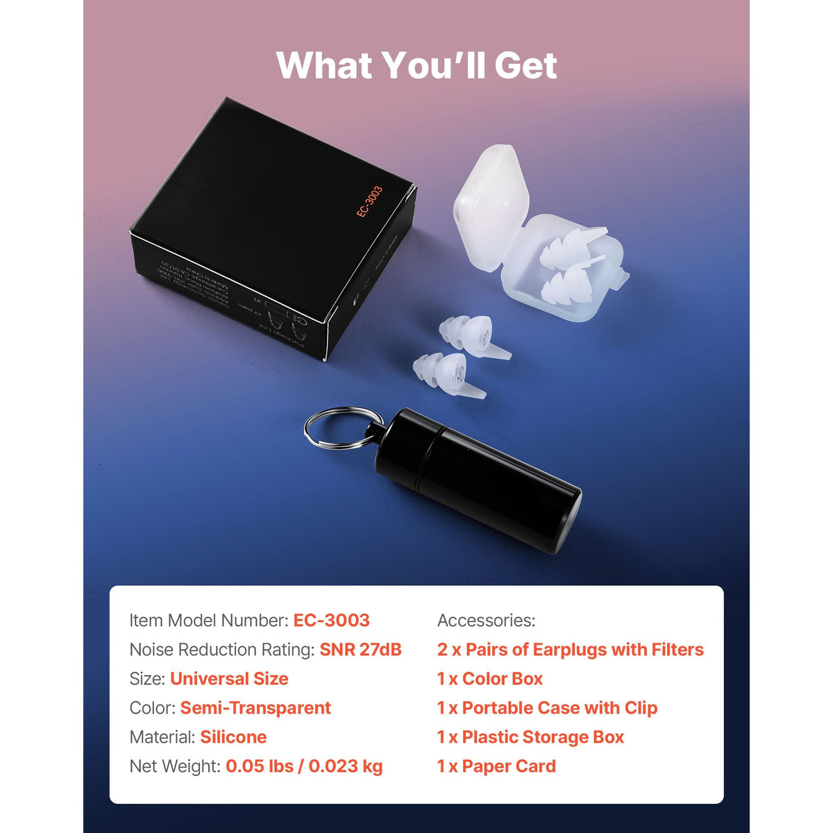 Concert Ear Plugs, 2 Pairs Reusable High Fidelity Musician Ear Plugs, SNR 27 dB High Noise Reduction Earplugs, Flexible Silicone Soft Music Ear Plugs, for Concerts, Festivals, Raves, Musicians