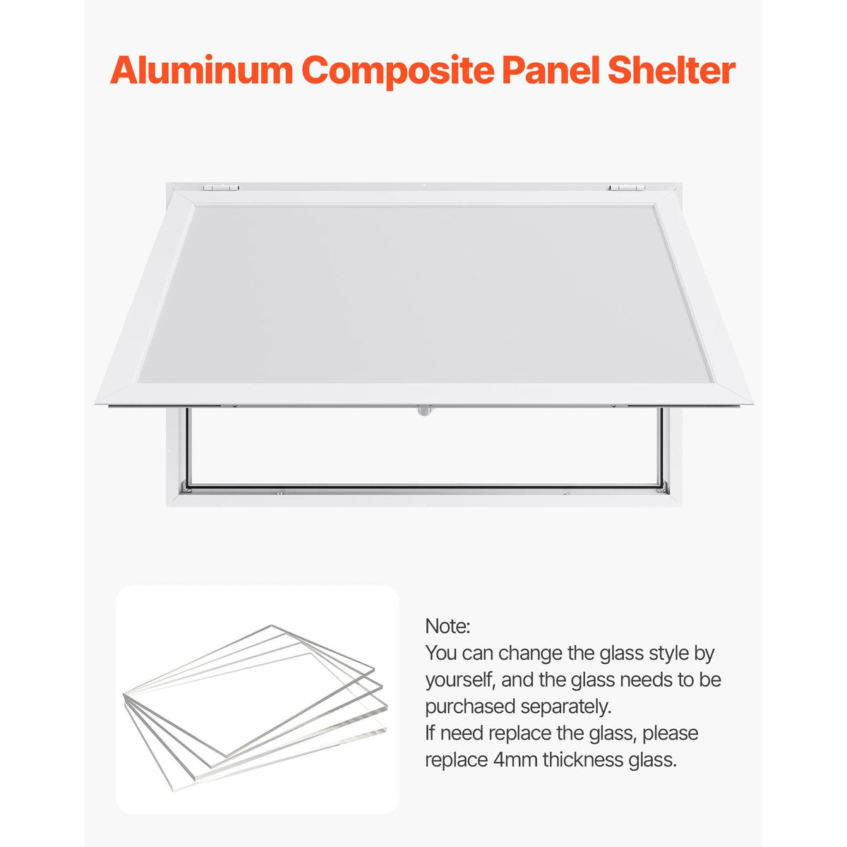 Concession Window 53x33 in, Aluminum Alloy Frame Service Window for Food Truck, Up to 85 Degrees Stand Serving Window with Awning Door and Drag Hook, Rainwater Resistant for Concession Trailers
