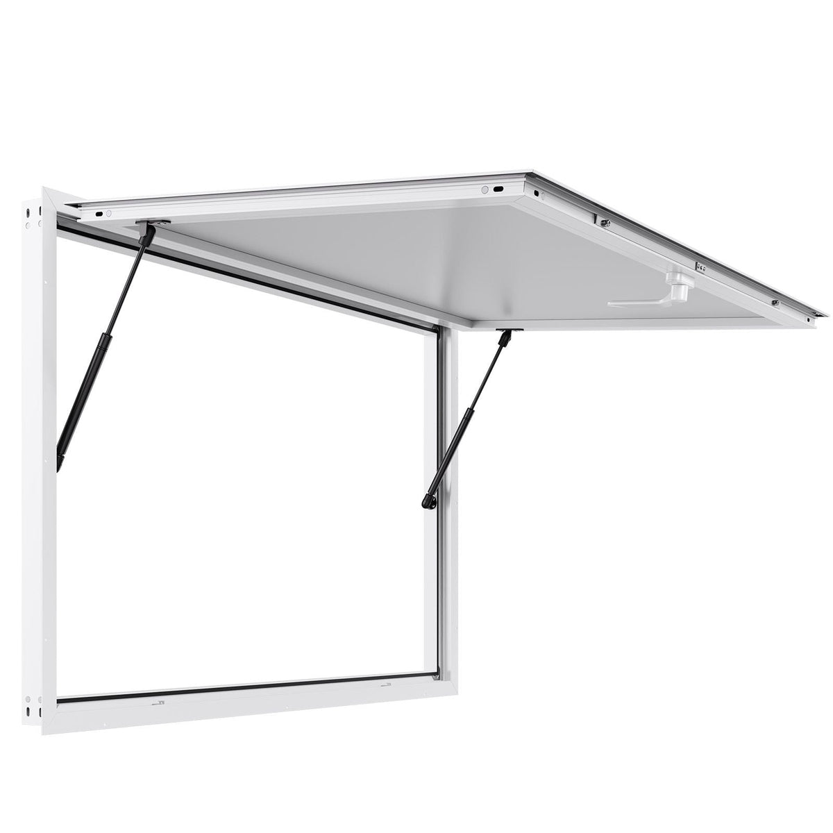Concession Window 53x33 in, Aluminum Alloy Frame Service Window for Food Truck, Up to 85 Degrees Stand Serving Window with Awning Door and Drag Hook, Rainwater Resistant for Concession Trailers