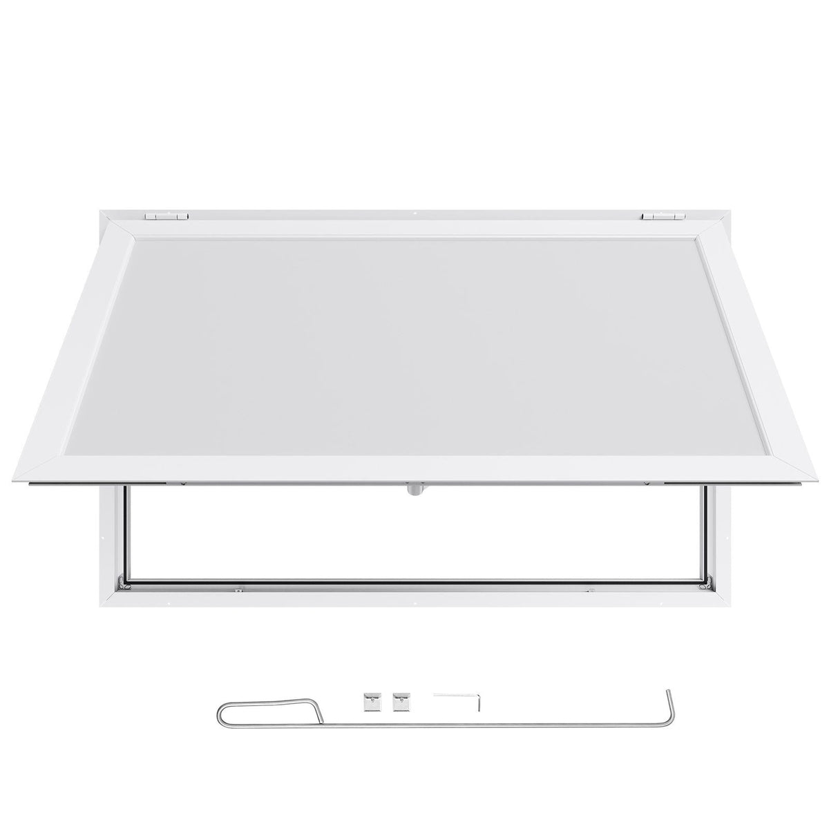 Concession Window 53x33 in, Aluminum Alloy Frame Service Window for Food Truck, Up to 85 Degrees Stand Serving Window with Awning Door and Drag Hook, Rainwater Resistant for Concession Trailers