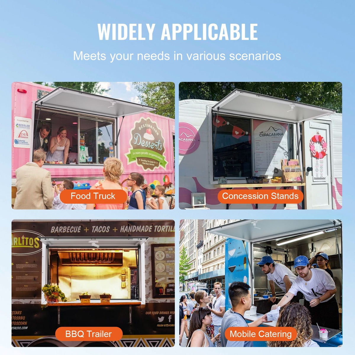 Concession Window for Food Truck, 36"x24" Aluminum Alloy Food Truck Service Window, Up to 85 Degrees Stand Serving Window with Awning Door & Drag Hook, for Food Trucks Concession Trailers