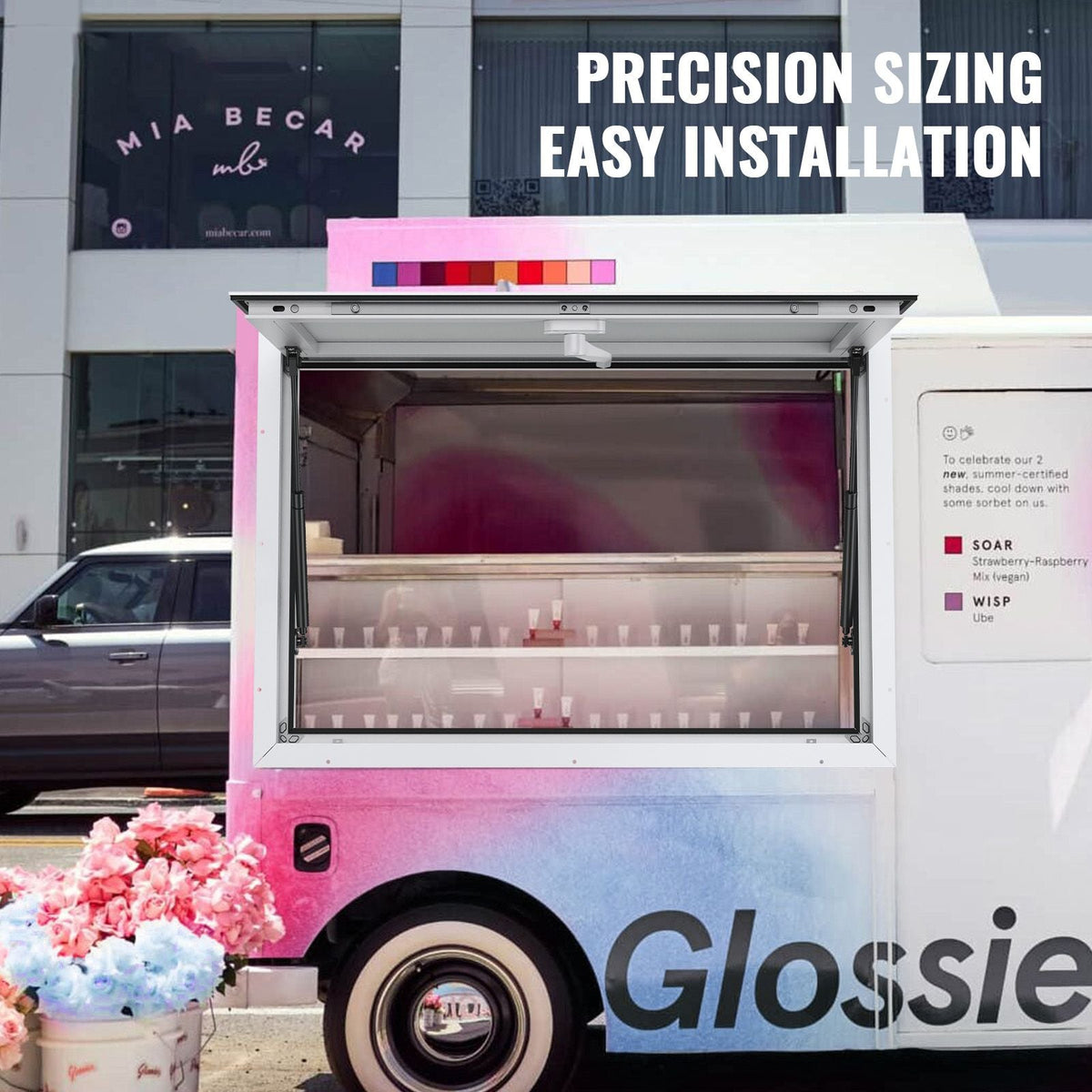 Concession Window for Food Truck, 36"x24" Aluminum Alloy Food Truck Service Window, Up to 85 Degrees Stand Serving Window with Awning Door & Drag Hook, for Food Trucks Concession Trailers