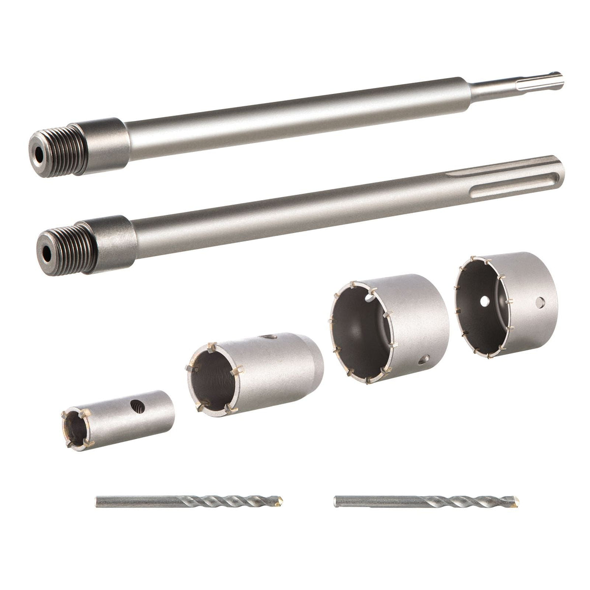 Concrete Hole Saw Kit, 1-2/11\", 1-3/5\", 2-9/16\", 3-5/32\", 3-15/16\" Drill Bit Set SDS Plus & SDS MAX Shank Wall Hole Cutter with a 4-1/3\" Connecting Rod for Concrete, Cement, Stone Wall, Ma