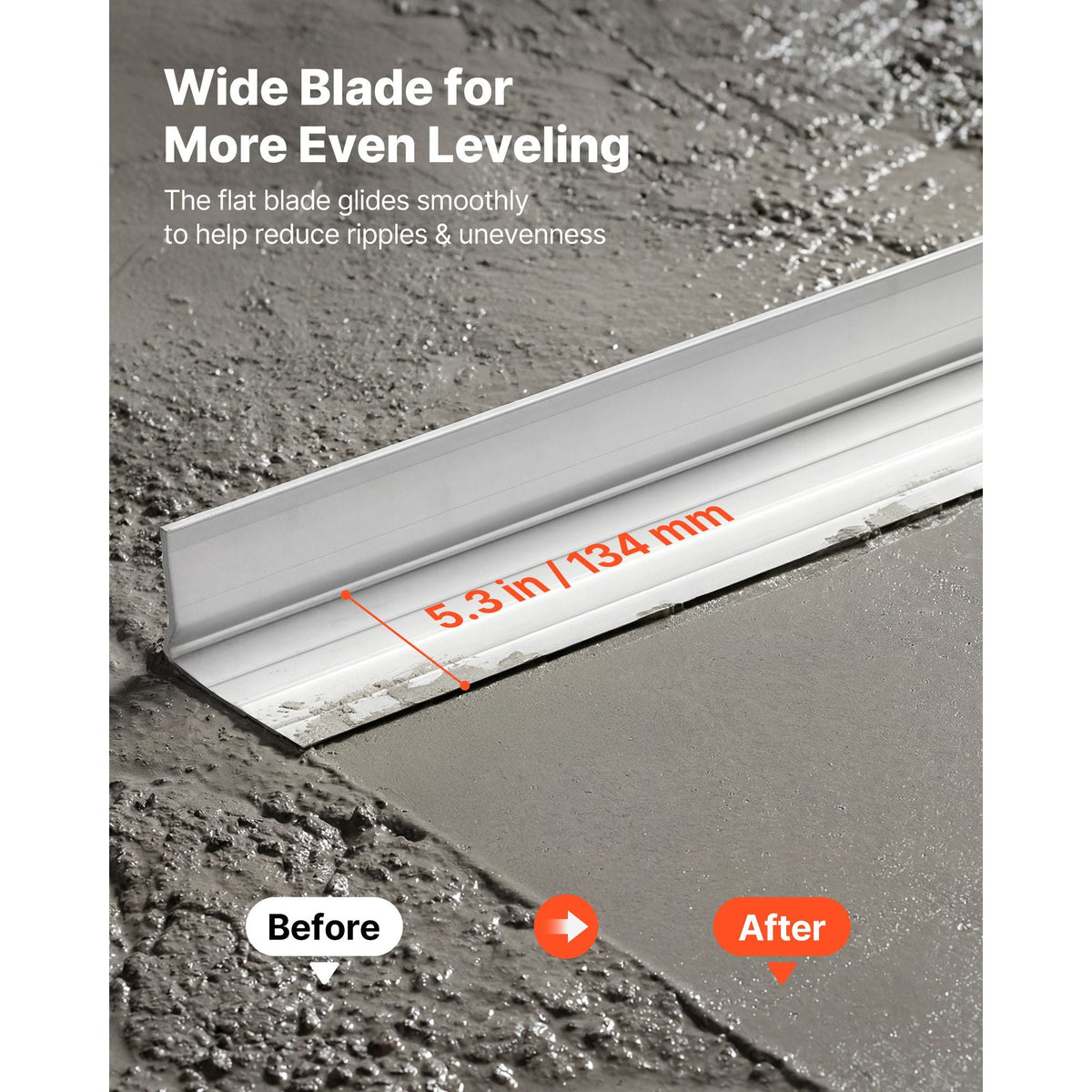 Concrete Screed Blade 10 ft Length Aluminum Alloy Board Leveling Tool, 5.3 in Wide Straight Edge, Wide Coverage, Replacement Surface Leveler for Driveway, Patio, Sidewalk, Garage Floor Finishing
