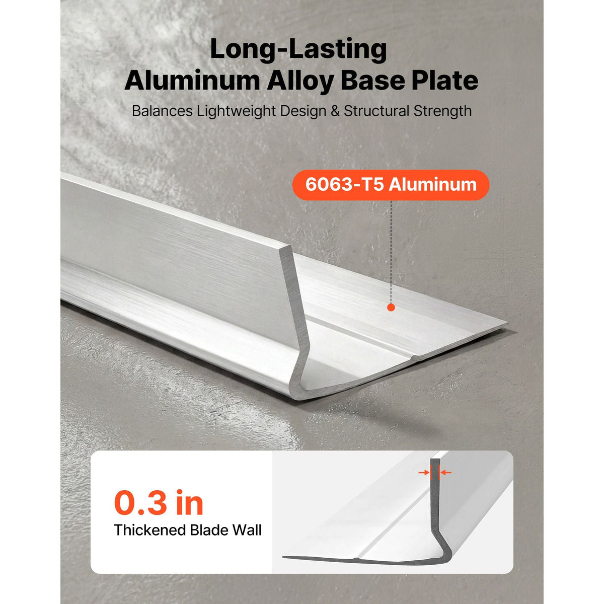 Concrete Screed Blade 10 ft Length Aluminum Alloy Board Leveling Tool, 5.3 in Wide Straight Edge, Wide Coverage, Replacement Surface Leveler for Driveway, Patio, Sidewalk, Garage Floor Finishing