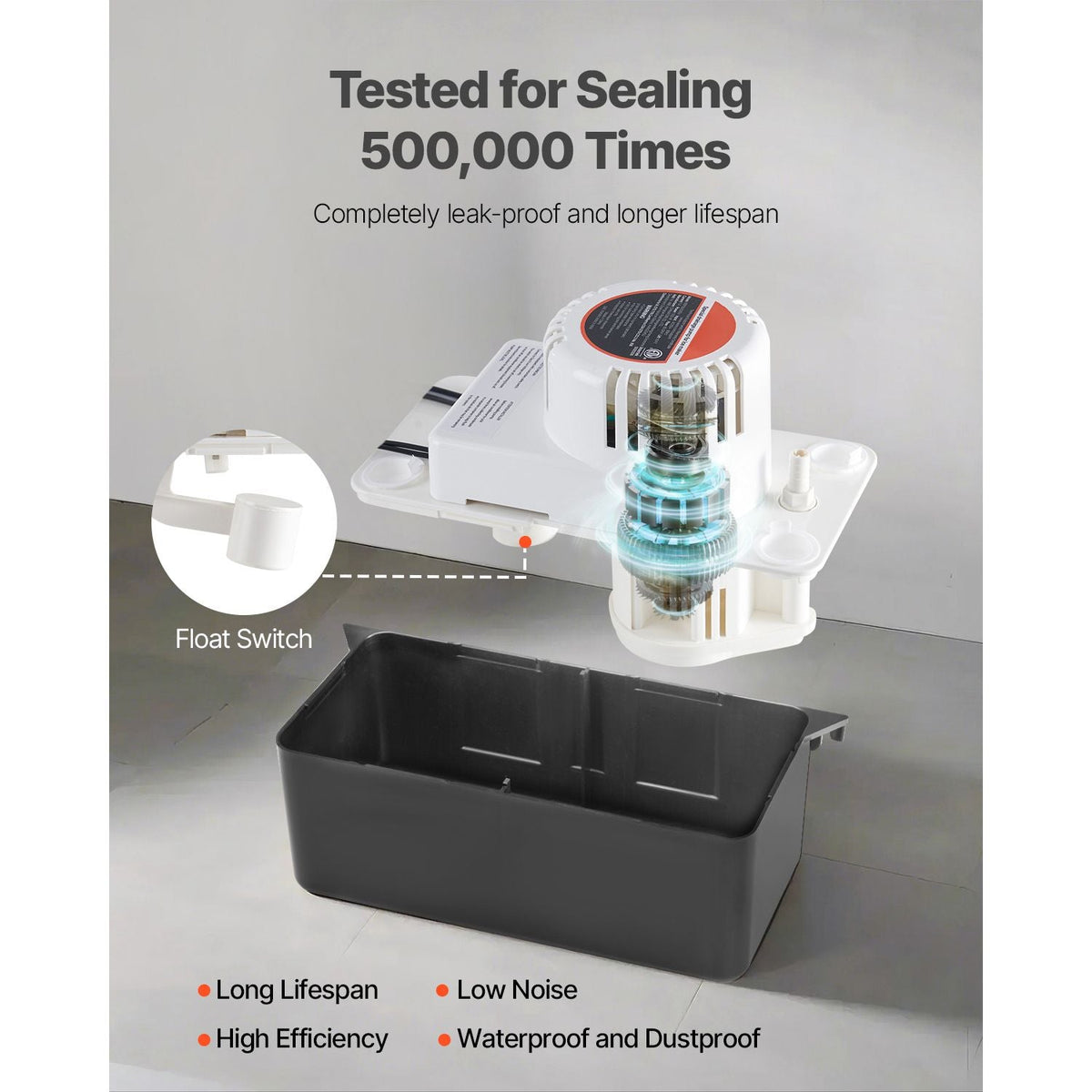 Condensate Removal Pump, 1/50 HP, 65 GPH, 15 ft Lift, 1/2 Gal Tank Automatic AC Condensation Pump with Float Switch & 20 ft Hose for Air Conditioner, Dehumidifier, Furnace, Ice Maker Water Drain