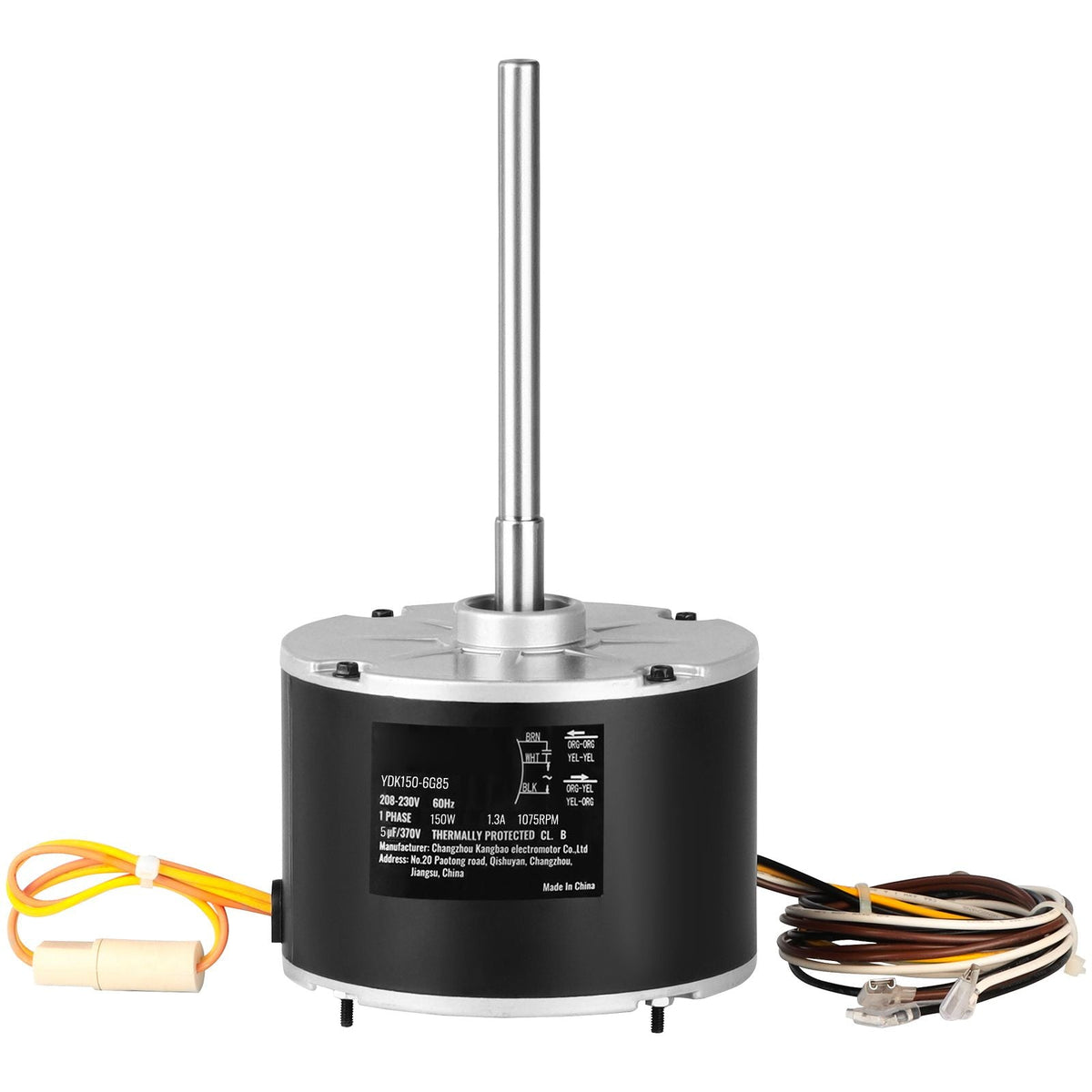 Condenser Fan Motor K55HXJKL-2918, 51-23055-11, 1/5 HP 208-230V, 1075RPM, OEM Standard Upgraded Replacement Condenser Motor Reversible Rotating, Explosion-proof CBB65 5μF/370V Capacitor
