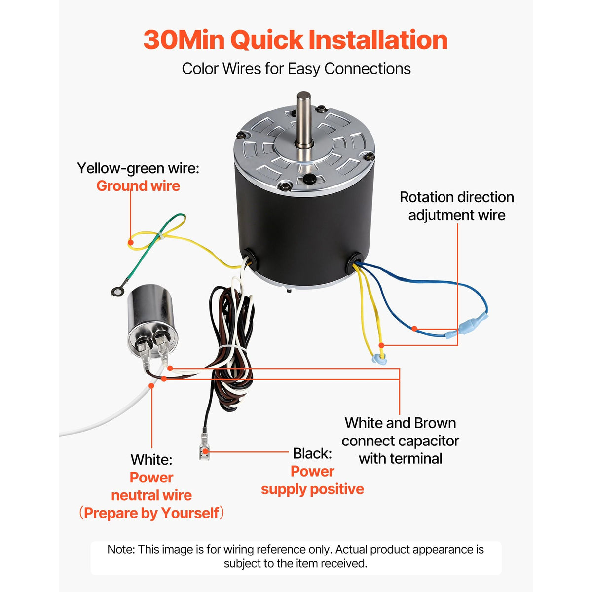 Condenser Fan Motor with Capacitor, 1/5HP 1075/900RPM 208-230V, Replaces 12Y75, 97M49, 100483-02, 43W49, Compatible with Lennox Interlink Emerson K48HXGCK-4210 K48HXGFG-4294 YFK-150-6