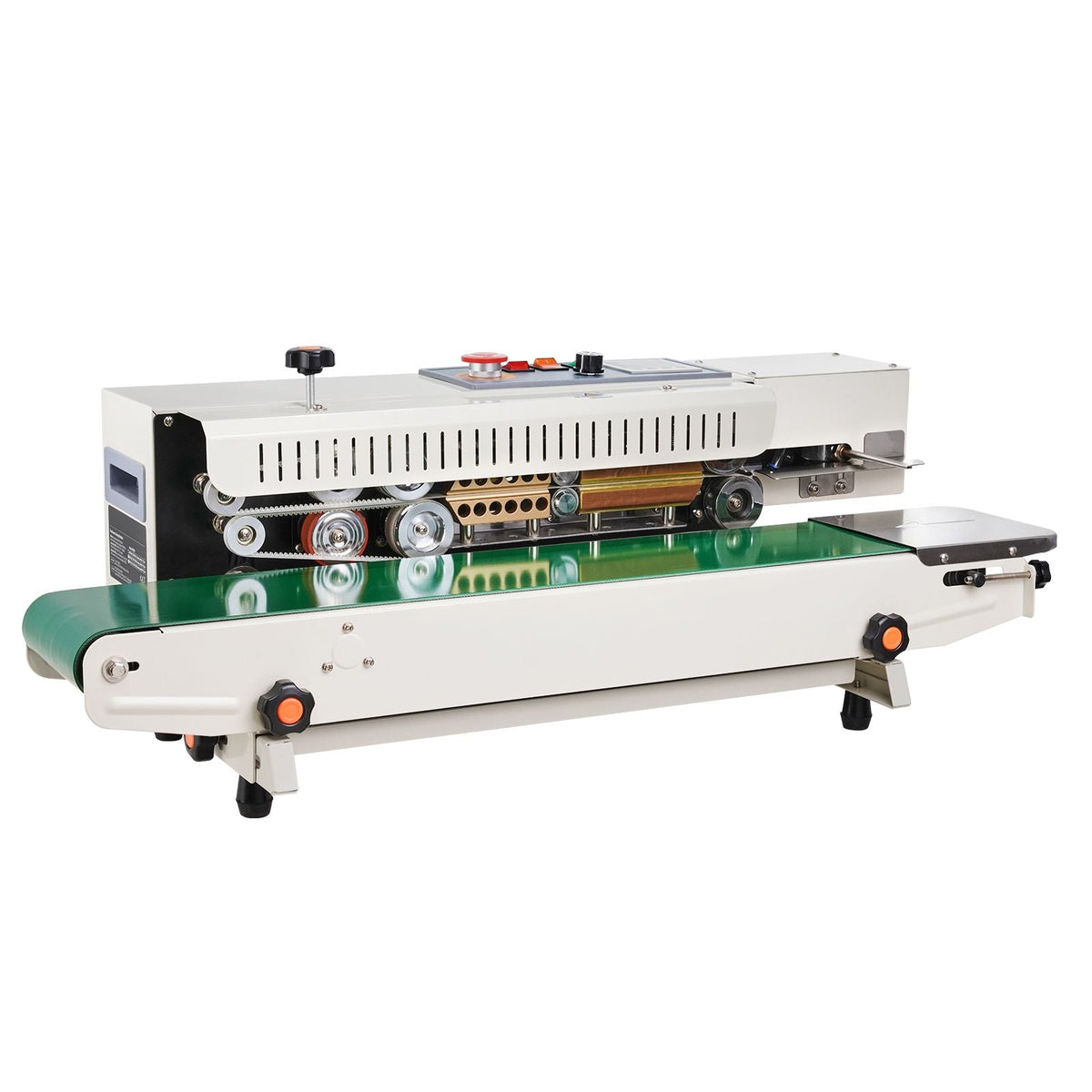 Continuous Bag Band Sealing Machine, 0.24-0.47 in/6-12 mm Seal Width, Horizontal Band Sealer Machine with Digital Temperature Control, Bag Sealer for 0.02-0.8 mm Plastic Bags, Inflation Function