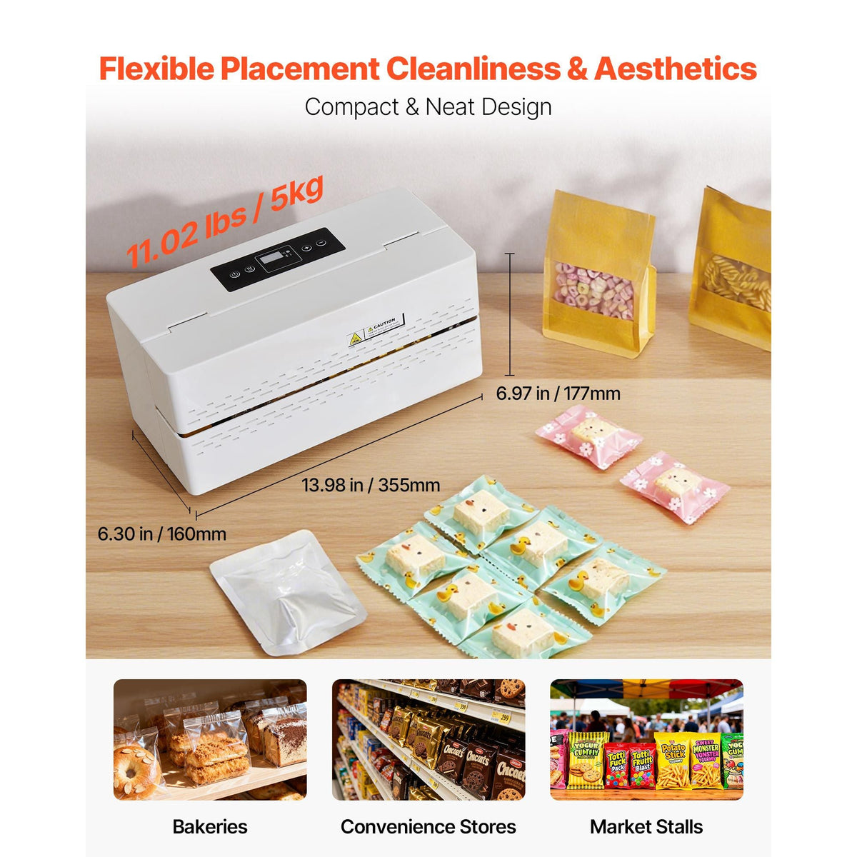 Continuous Sealing Machine, 0.32-0.47 in Seal Width, Automatic Continuous Band Sealer with Digital Temperature Control, Automatic Shutdown, Heat Sealing Machine for 0.002-0.0.008 in Plastic Bags