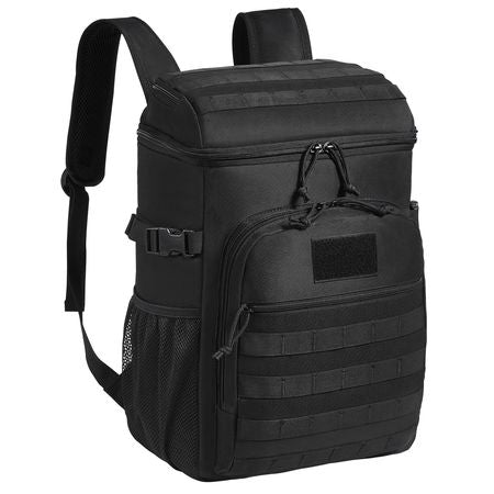Cooler Bag, 25L Insulated Lunch Bag with Molle Design and Multi-pocket, 600D Cooler Lunch Box with Removable Storage Bags, Soft Cooler for Office, Picnic, Hiking, Beach or Beverage, Black
