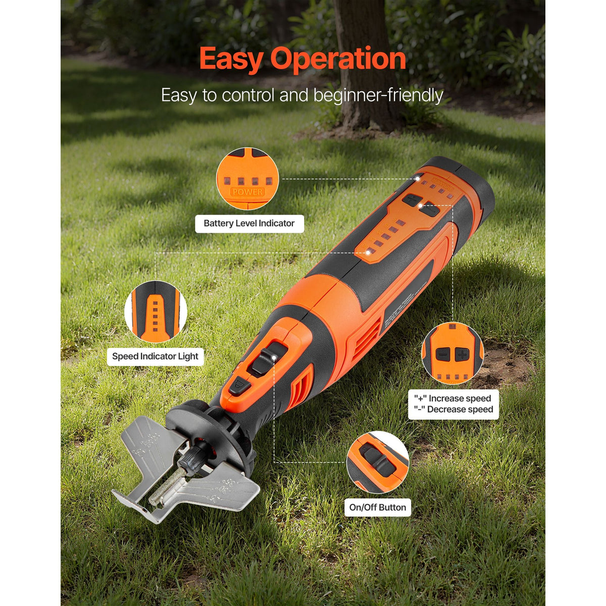 Cordless Chainsaw Sharpener, 5-Speed Adjustable Electric Saw Chain Sharpener 5000-30000 RPM, Rechargeable Handheld Chainsaw Sharpening Tool with 4 Sharpening Heads & Angle Guide Attachment