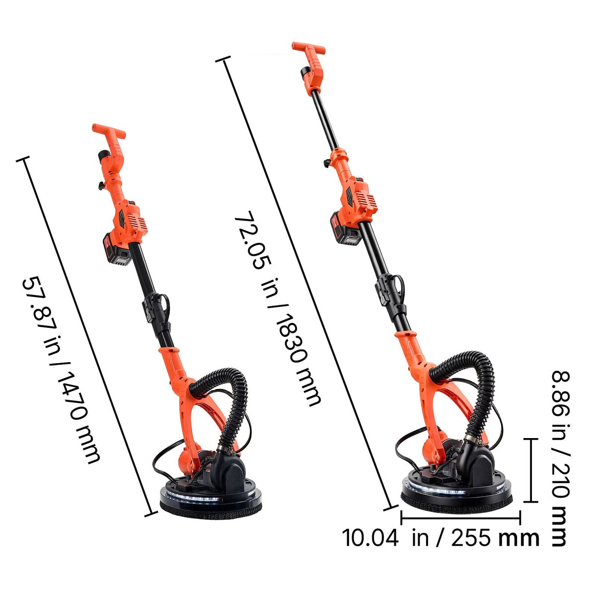 Cordless Drywall Sander, 450W Electric Sander, Popcorn Ceiling Removal Tool with Vacuum Dust Collection, 7 Variable Speed 0-1600 RPM, LED Light, Foldable & Extendable Handle, 15 Sanding Discs
