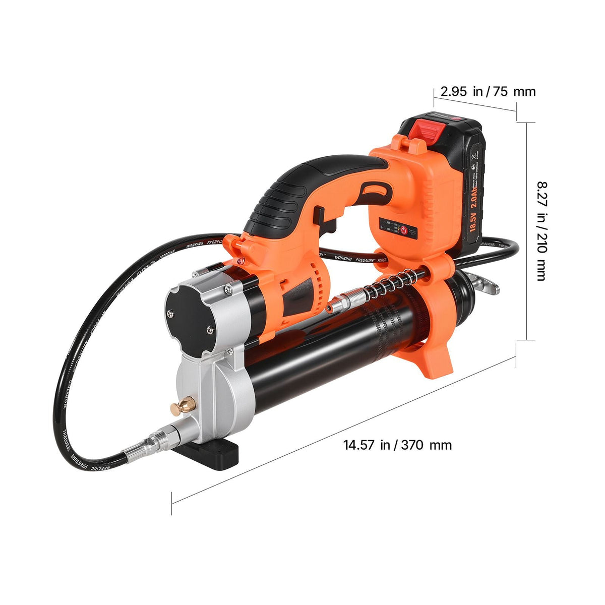 Cordless Grease Gun, 8000 PSI Max Pressure, 20V Electric Grease Gun with 2.0 Ah Battery & LED Light, 30-inch Long Hose & Carrying Case, Variable Speed Triggers, Vehicles or Machines Greasing