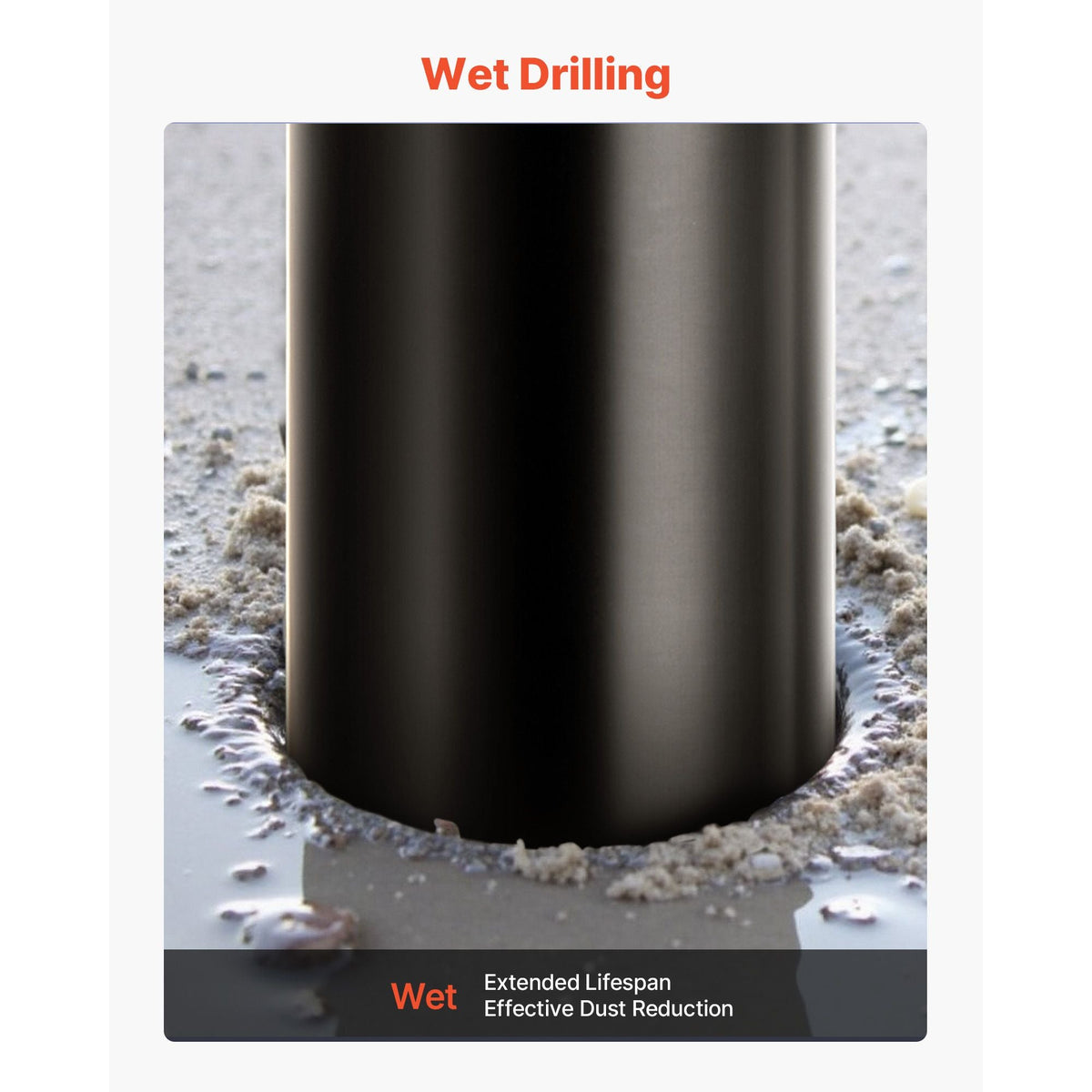 Core Drill Bit, 8 inch Diameter, 14 inch Drilling Depth, 1-1/4 in-7 Internal Thread, High-Precision Welding Technology, Wet Diamond Core Bit for Reinforced Concrete, Red Bricks, and Masonry