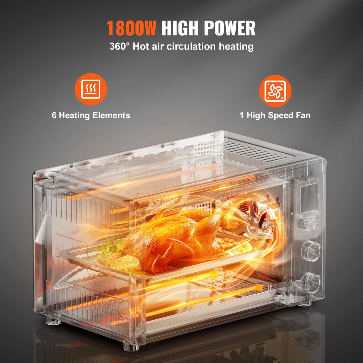 Countertop Convection Oven 28L Toaster Baker 10-IN-1 1800W for Home Use