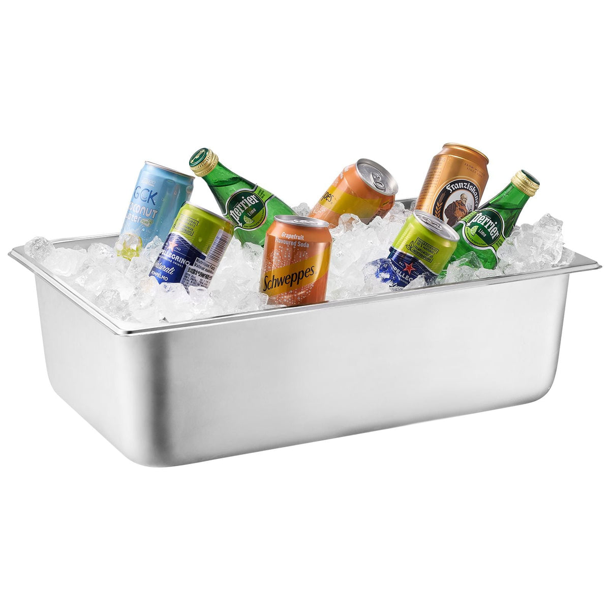 Countertop Food Serving Display Container, 6 Pan Stainless Steel Food Serving Tray, Buffet Condiment Dispenser Display Rack with Clear Lid & 3 Freezer Boxes, for Restaurant Hotel Kitchen Party