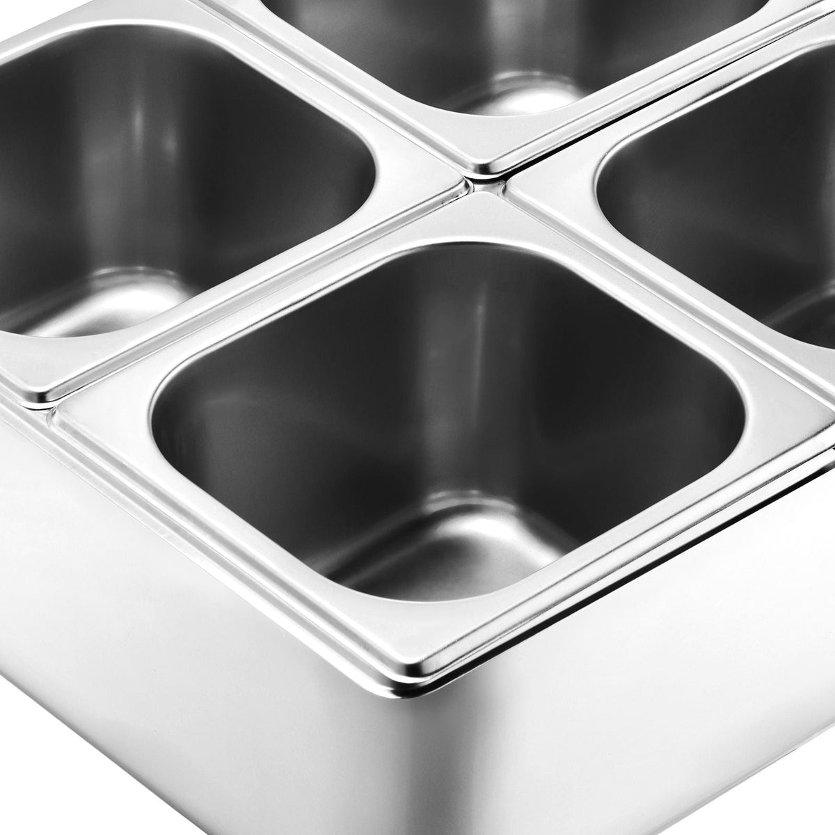 Countertop Food Serving Display Container, 6 Pan Stainless Steel Food Serving Tray, Buffet Condiment Dispenser Display Rack with Clear Lid & 3 Freezer Boxes, for Restaurant Hotel Kitchen Party
