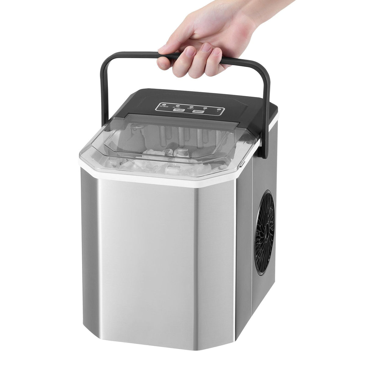 Countertop Ice Maker, 9 Cubes Ready in 6 Mins, 26lbs in 24Hrs, Self-Cleaning Portable Ice Maker with Ice Scoop and Basket, Ice Machine with 2 Sizes Bullet Ice for Home Kitchen Office Bar Party