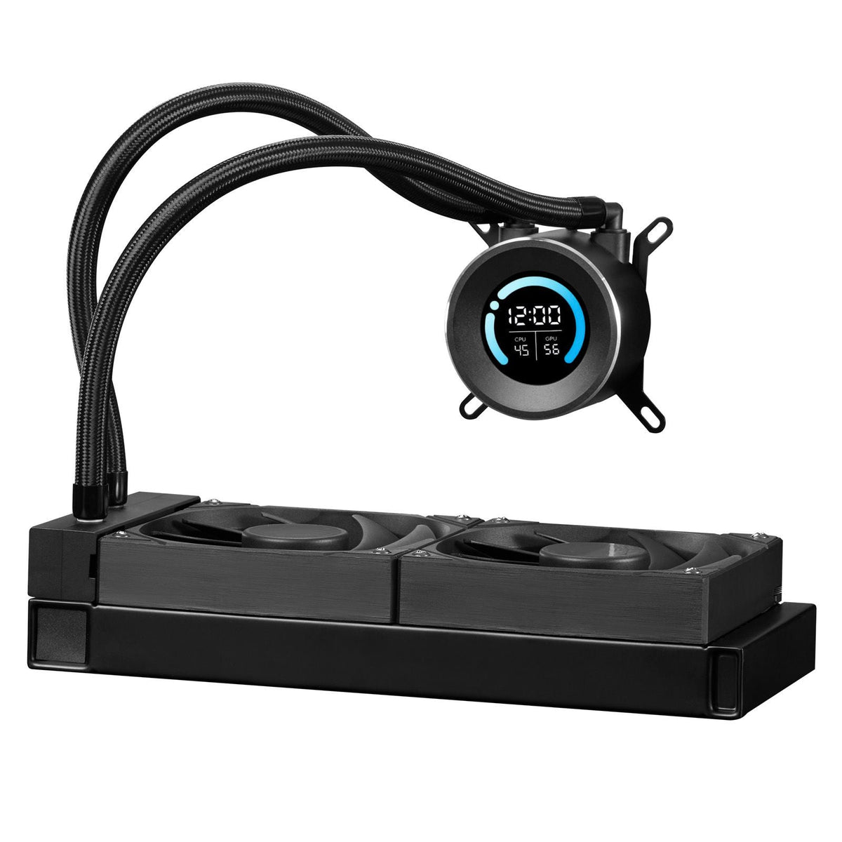 CPU Liquid Cooler, AIO CPU Water Cooler - 120mm PWN Fans, Pump, 1.8'' Display, Max. 2200RPM CPU Cooling Fan, Efficient Black PC Water Cooler for Intel 115X/1366/2011/1700/1200, AMD AM4/AM5