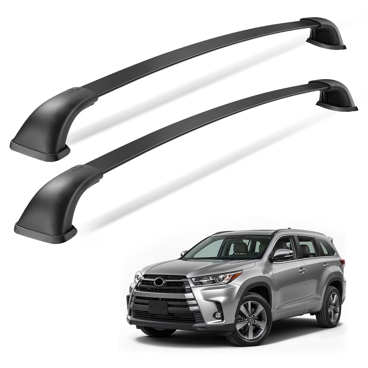Cross Bars Roof Racks, 165lbs Capacity, Compatible with Toyota Highlander 2014-2019 XLE, Limited, SE with Flush Roof Rails, Heavy Duty Aluminum Crossbar Racks Roof Rail Rooftop Luggage Canoe