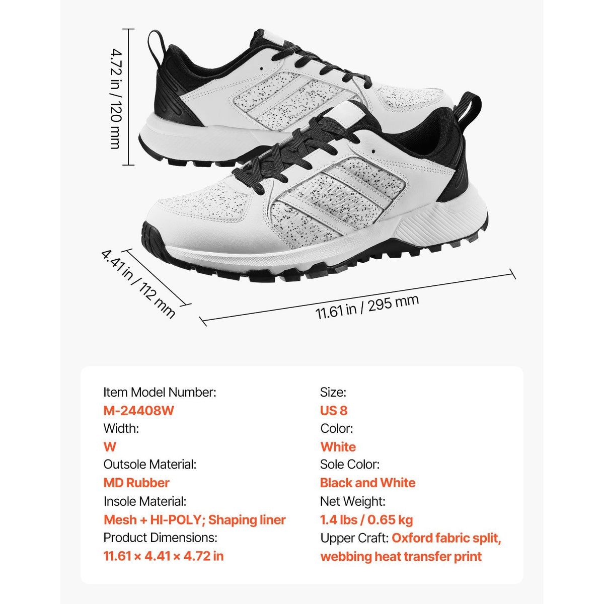 Cross Training Shoes, W Width Sneakers US Size 8, Wide Toe Box Shoes with Arch Support & Adjustable Lace-up, Training Shoes for Running, Gymnastics, Dog Walking, and Weightlifting (White)
