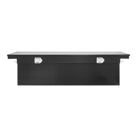Crossover Truck Tool Box, 69x20x14 In, Heavy Duty Aluminum Toolbox with Diamond Texture, Pick Up Truck Bed RV Trailer Toolbox, Waterproof Storage Organizer with Lock, Keys, Side Handles, Black