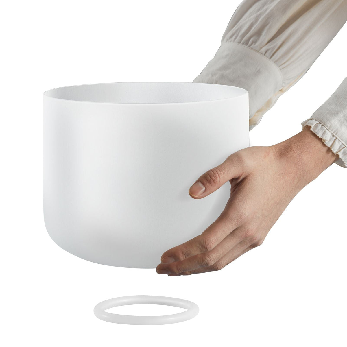 Crystal Singing Bowl, 8-inch F Note Heart Chakra Singing Bowl, Frosted Quartz Singing Bowl with Rubber Mallet and O-Ring, Perfect for Meditation, Yoga, Sound Baths, Sound Healing
