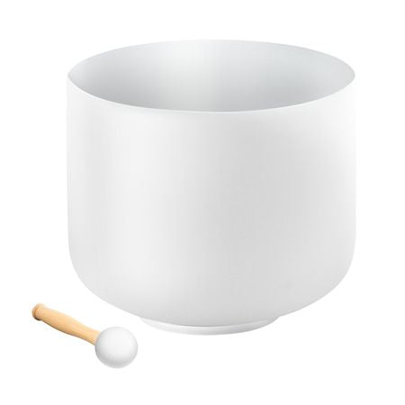 Crystal Singing Bowl, 8-inch F Note Heart Chakra Singing Bowl, Frosted Quartz Singing Bowl with Rubber Mallet and O-Ring, Perfect for Meditation, Yoga, Sound Baths, Sound Healing