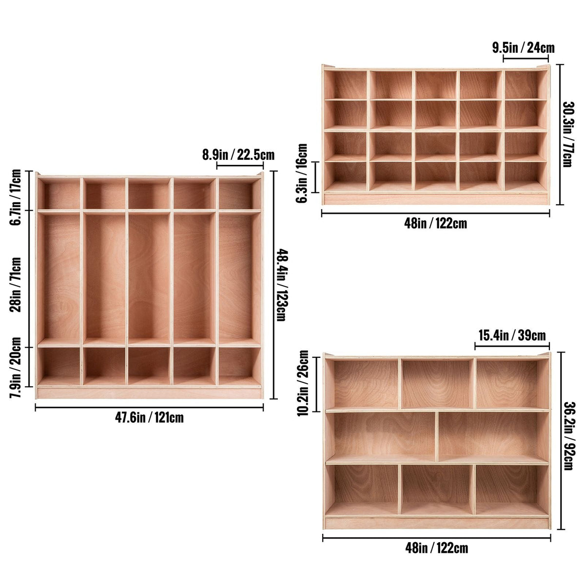 Cubby Mobile Tray Storage Cabinet, 20-Compartment Cubby Storage Shelf, Cubby Storage Cabinet 4 x 5, Classroom Cubbies, Classroom Furniture for Home, Daycare and Preschool, Natural