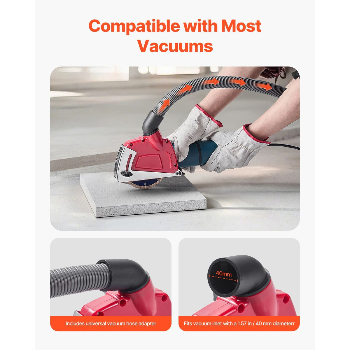 Cutting Dust Shroud for Angle Grinders, Universal 4-5 in Angle Grinder Dust Shroud with 6 Clamping Washers, Adjustable Cutting Depth, Connect to Vacuum Cleaner, for Wood Concrete Wall Stone