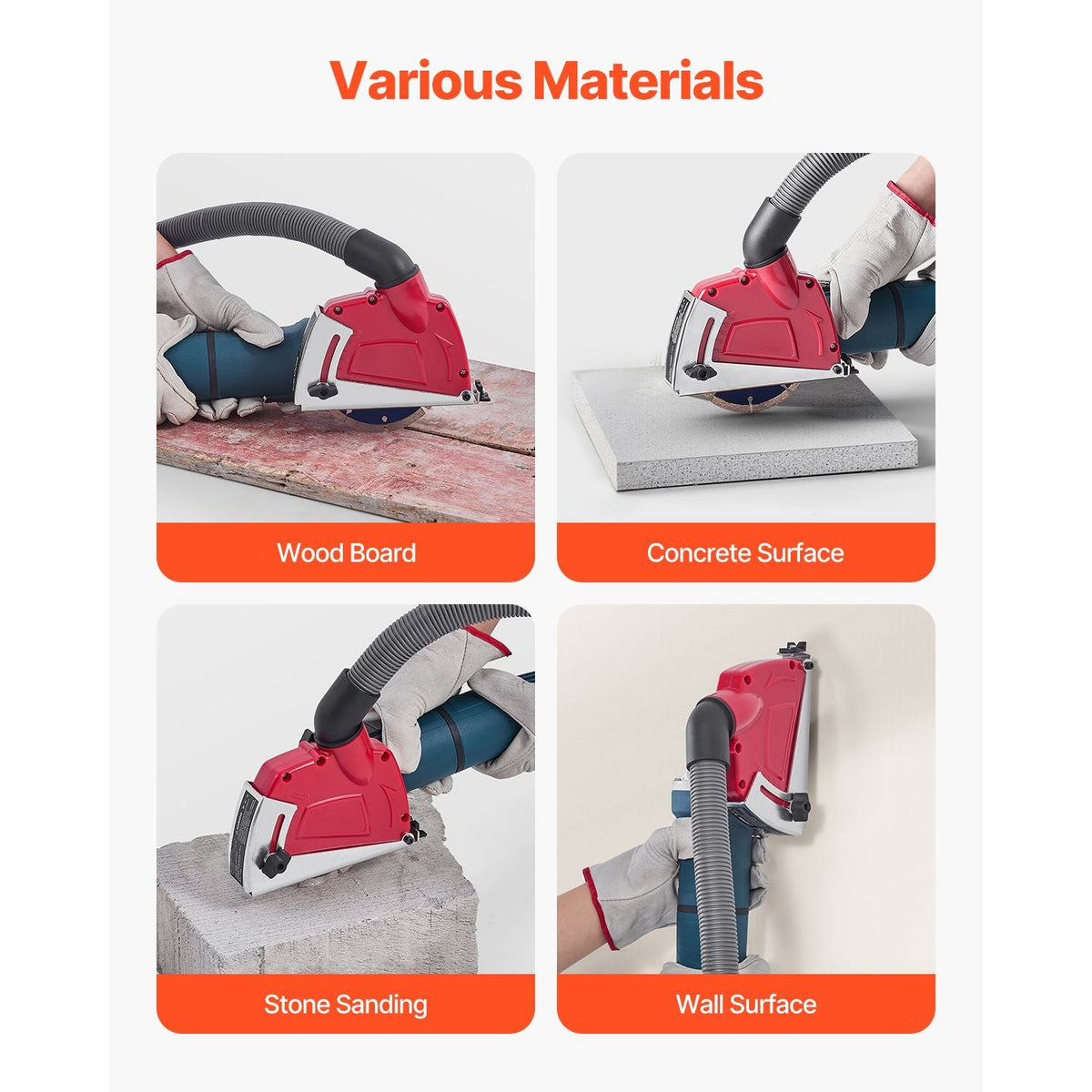 Cutting Dust Shroud for Angle Grinders, Universal 4-5 in Angle Grinder Dust Shroud with 6 Clamping Washers, Adjustable Cutting Depth, Connect to Vacuum Cleaner, for Wood Concrete Wall Stone
